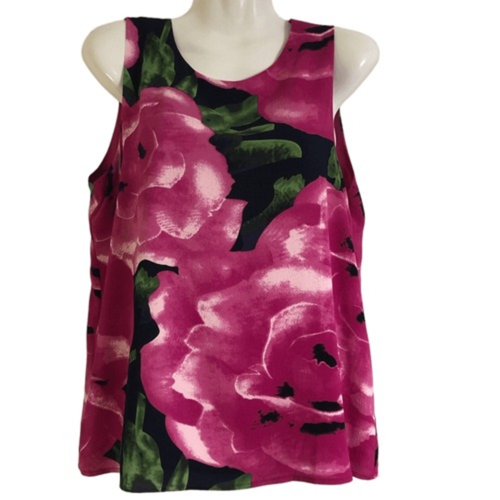 c & e floral sleeveless lined keyhole back closure round neckline Size M